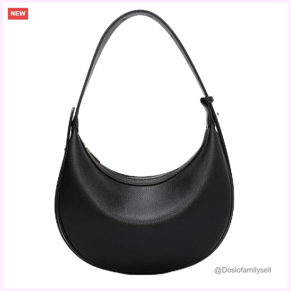 Small Vegan Leather Crescent Shoulder Bag Adjustable Strap Crossbody Purse